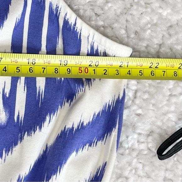 Talbots Ikat Maxi Dress Blue White Beachy Resort Long drawstring tie waist 2X - Picture 9 of 10